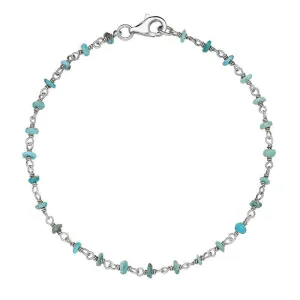 Sterling Silver Turquoise 3mm Bead Chain Link Bracelet D