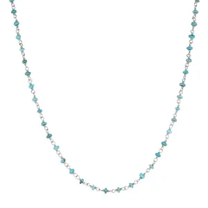 Sterling Silver Turquoise 3mm Bead Chain Link Necklace