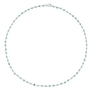 Sterling Silver Turquoise 3mm Bead Chain Link Necklace