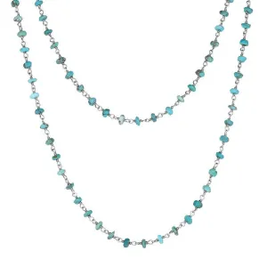 Sterling Silver Turquoise 4mm Bead Chain Link Necklace