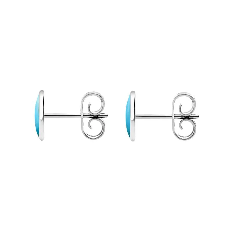 Sterling Silver Turquoise 7mm x 5mm Classic Small Oval Stud Earrings