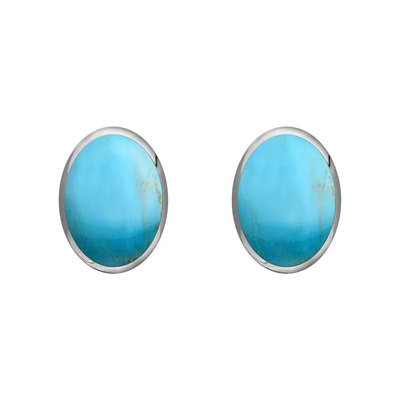 Sterling Silver Turquoise 7mm x 5mm Classic Small Oval Stud Earrings