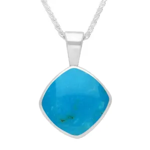 Sterling Silver Turquoise Cushion Shaped Necklace