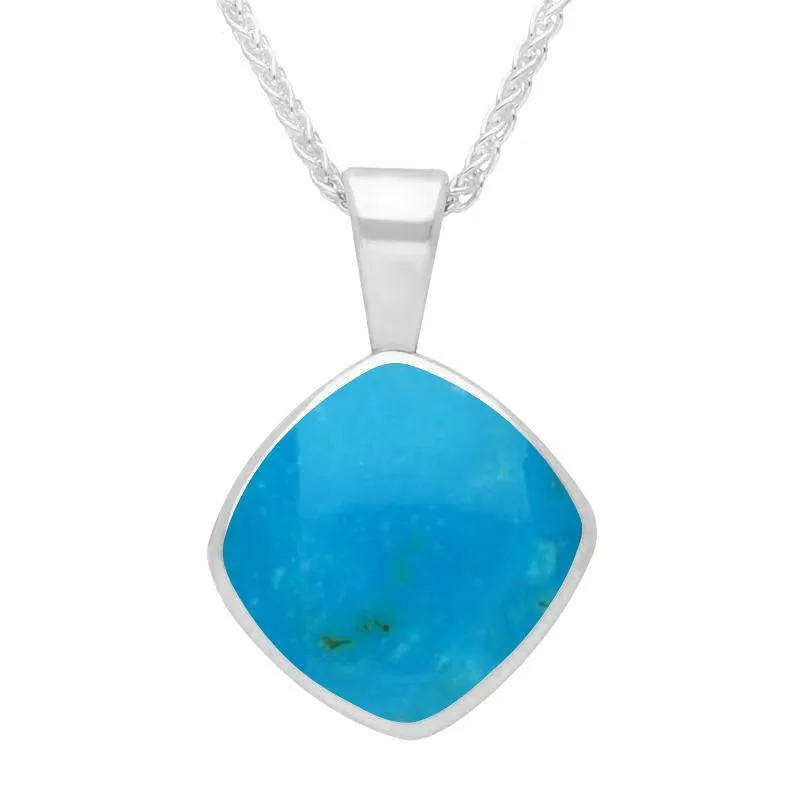 Sterling Silver Turquoise Cushion Shaped Necklace