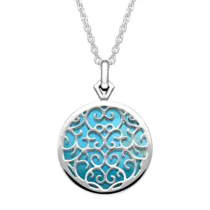 Sterling Silver Turquoise Flore Filigree Necklace