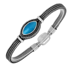 Sterling Silver Turquoise Foxtail Marquise Bracelet D