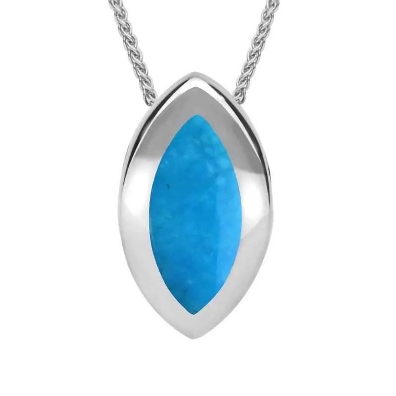 Sterling Silver Turquoise Framed Marquise Necklace