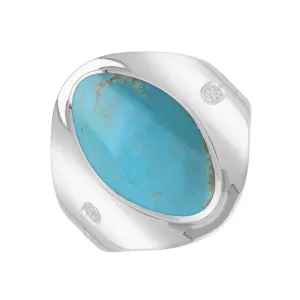 Sterling Silver Turquoise Hallmark Small Oval Ring