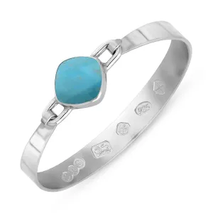 Sterling Silver Turquoise Hallmark Wide Cushion Bangle