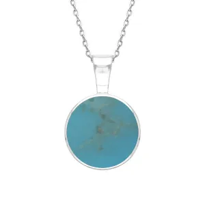 Sterling Silver Turquoise Heritage Round Necklace