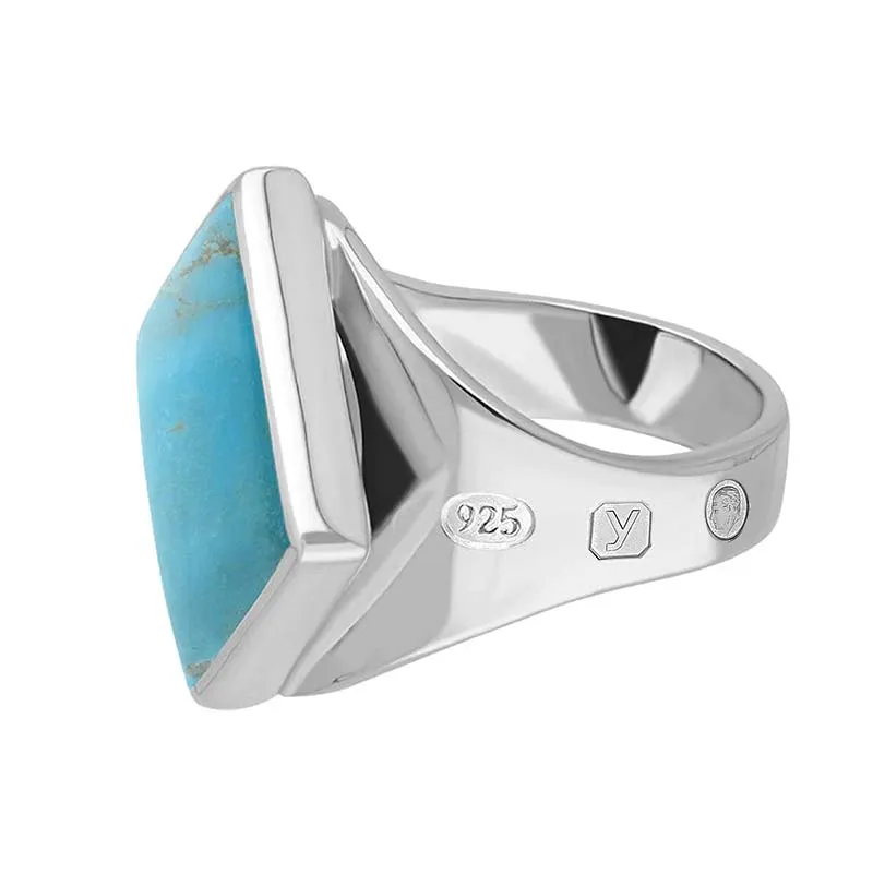 Sterling Silver Turquoise King's Coronation Hallmark Small Rhombus Ring D