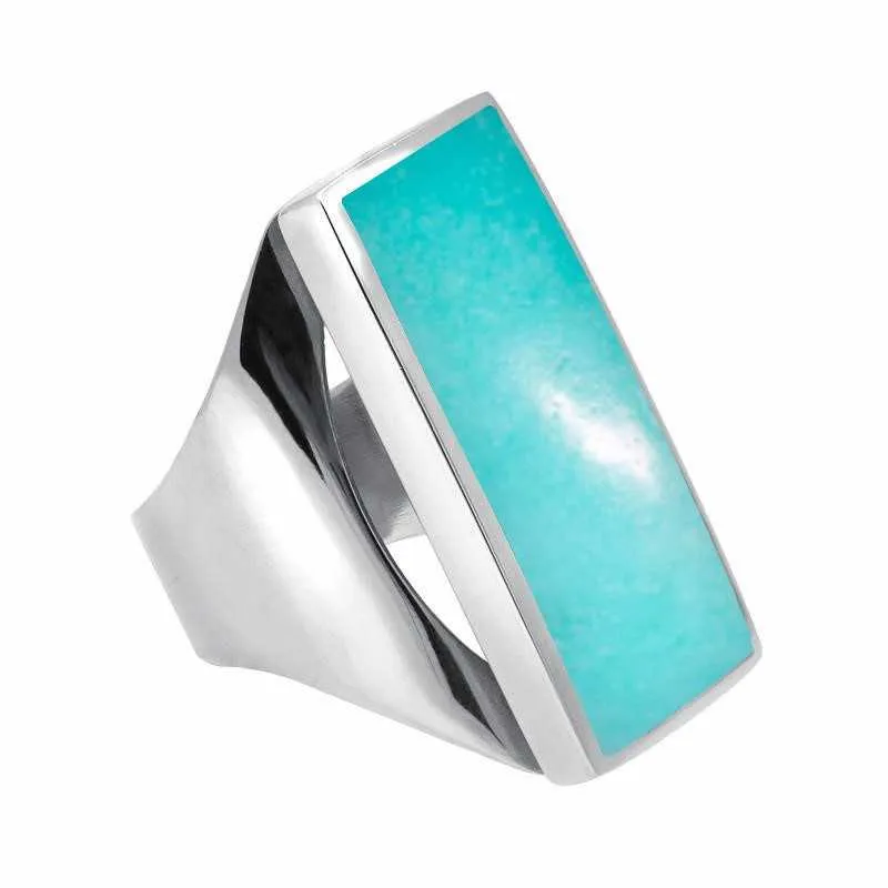 Sterling Silver Turquoise Large Oblong Ring