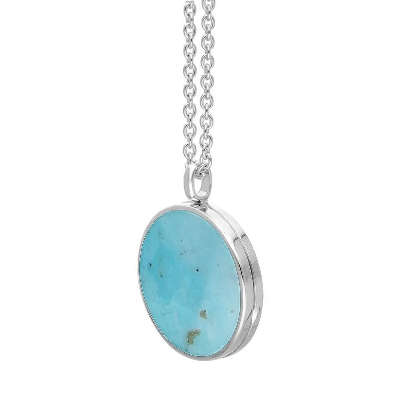 Sterling Silver Turquoise Large Round Locket