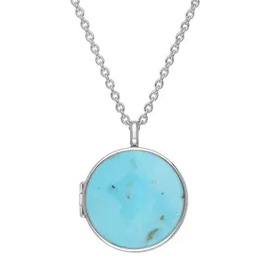 Sterling Silver Turquoise Large Round Locket