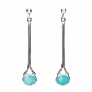 Sterling Silver Turquoise Long Drop Earrings