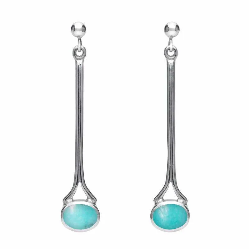 Sterling Silver Turquoise Long Drop Earrings