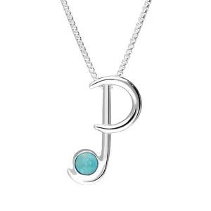 Sterling Silver Turquoise Love Letters Initial P Necklace