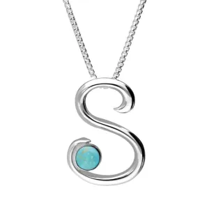 Sterling Silver Turquoise Love Letters Initial S Necklace