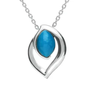 Sterling Silver Turquoise Marquise Flame Necklace