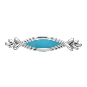 Sterling Silver Turquoise Marquise Fleur Brooch