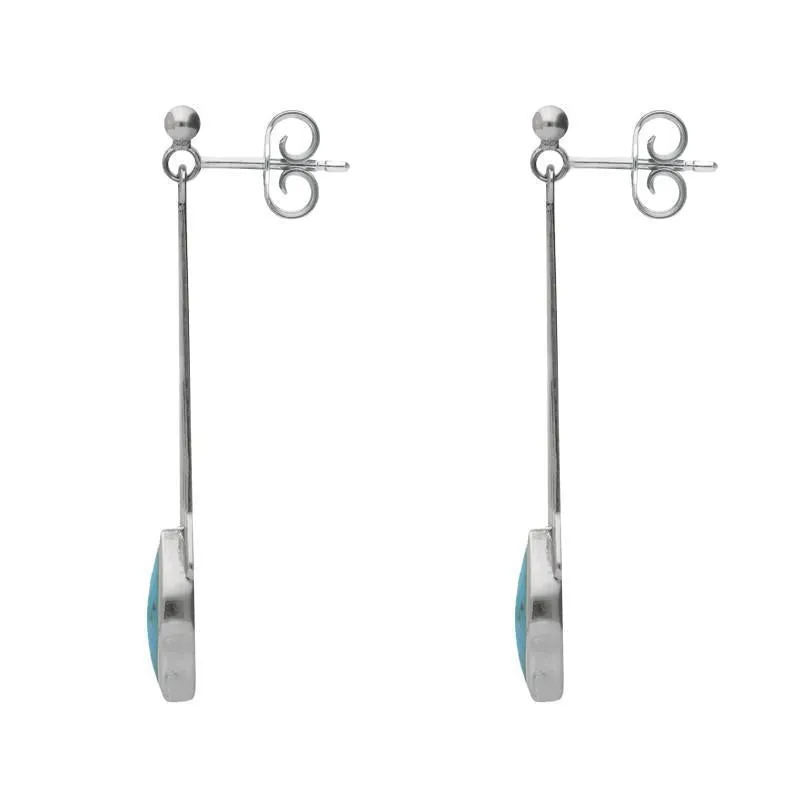 Sterling Silver Turquoise Marquise Long Drop Earrings