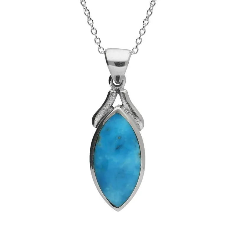 Sterling Silver Turquoise Marquise Necklace