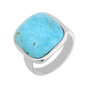 Sterling Silver Turquoise Medium Chunky Cushion Top Ring D