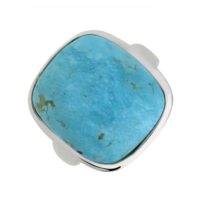 Sterling Silver Turquoise Medium Chunky Cushion Top Ring D