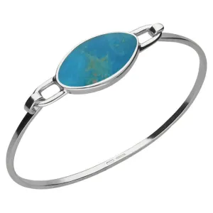 Sterling Silver Turquoise Oval Slim Bangle