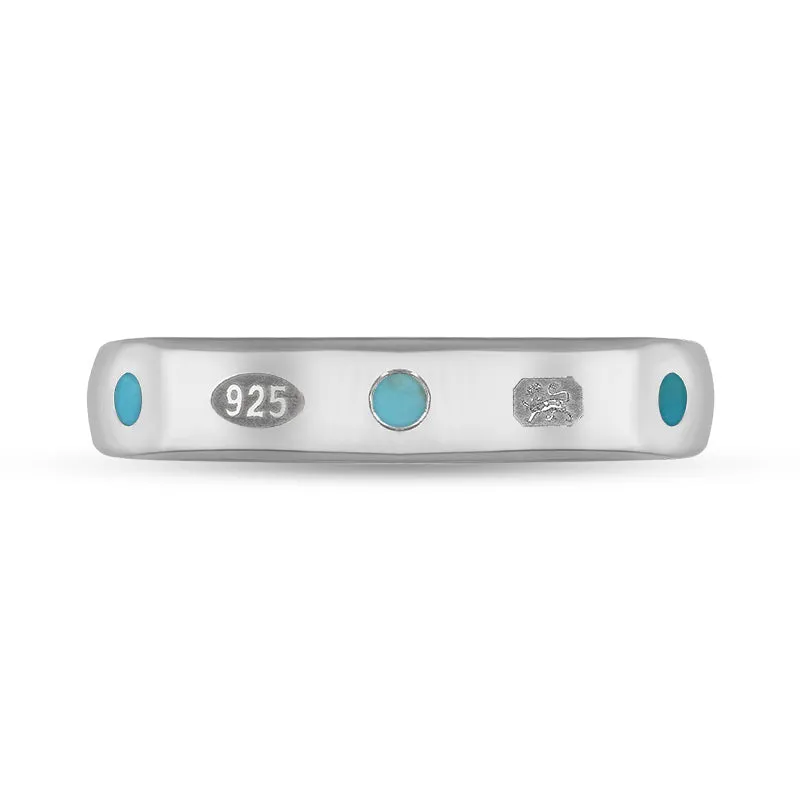 Sterling Silver Turquoise Queen's Jubilee Hallmark 4mm Ring D