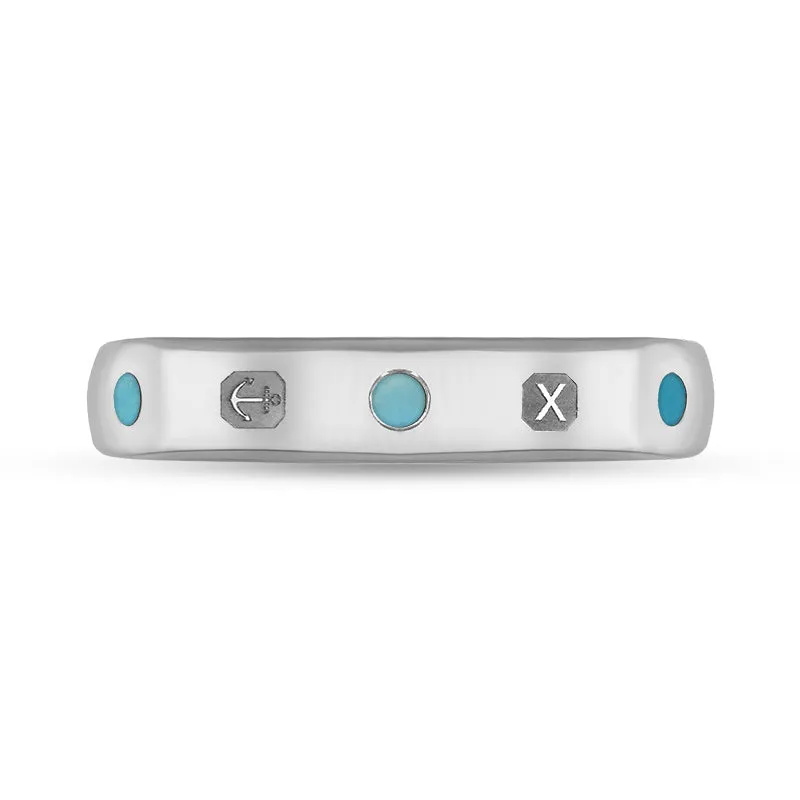Sterling Silver Turquoise Queen's Jubilee Hallmark 4mm Ring D