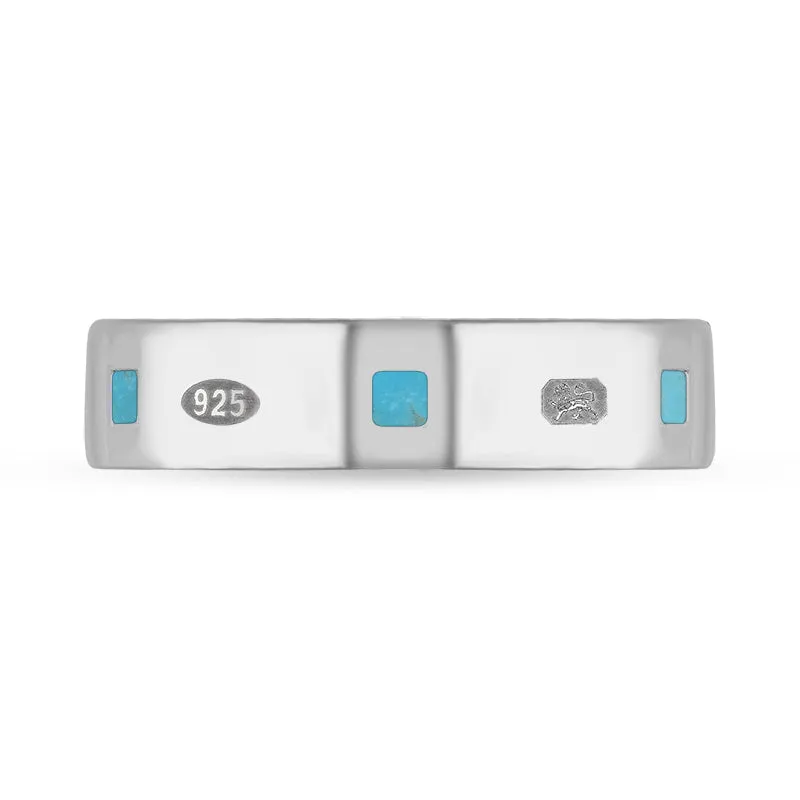Sterling Silver Turquoise Queen's Jubilee Hallmark Princess Cut 5mm Ring D