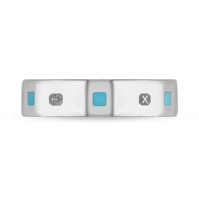 Sterling Silver Turquoise Queen's Jubilee Hallmark Princess Cut 5mm Ring D