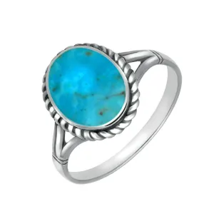 Sterling Silver Turquoise Rope Edge Ring