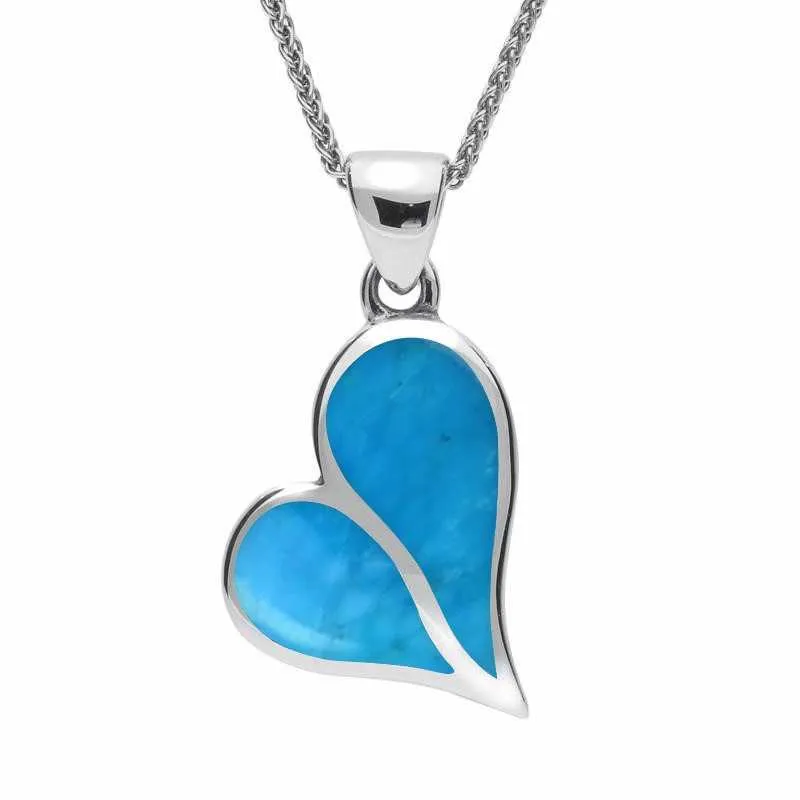 Sterling Silver Turquoise Split Heart Necklace