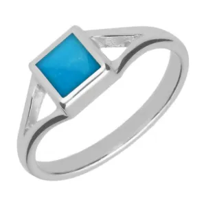 Sterling Silver Turquoise Square Split Shoulder Ring