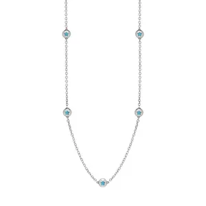 Sterling Silver Turquoise Star Link Disc Chain Necklace