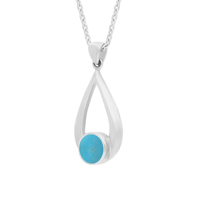 Sterling Silver Turquoise Teardrop Necklace