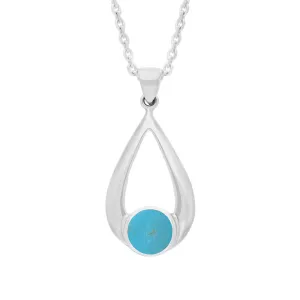 Sterling Silver Turquoise Teardrop Necklace