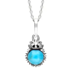 Sterling Silver Turquoise Tiny Hedgehog Necklace