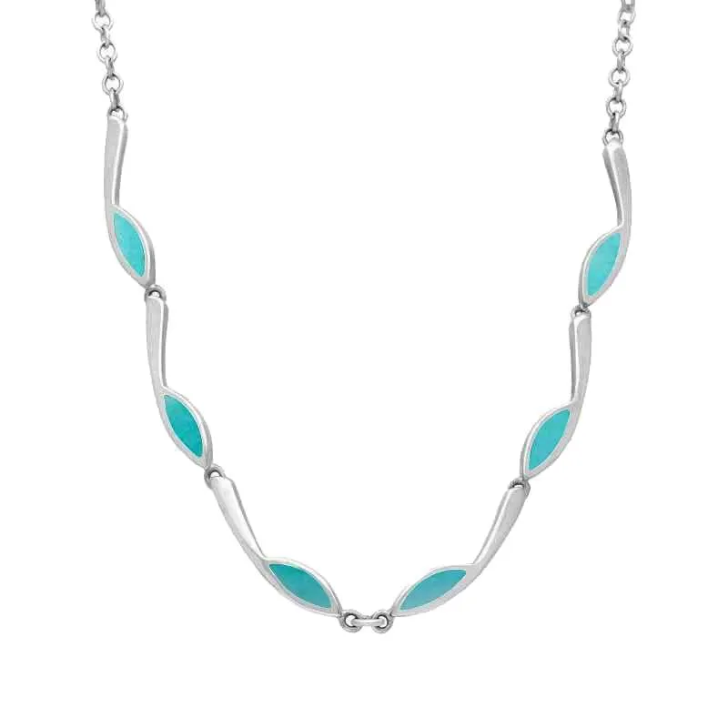 Sterling Silver Turquoise Toscana Marquise Link Necklace