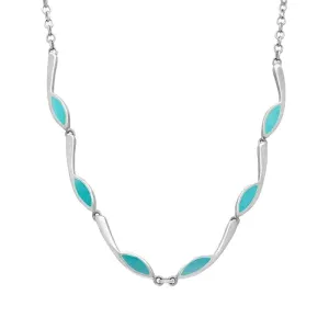 Sterling Silver Turquoise Toscana Marquise Link Necklace
