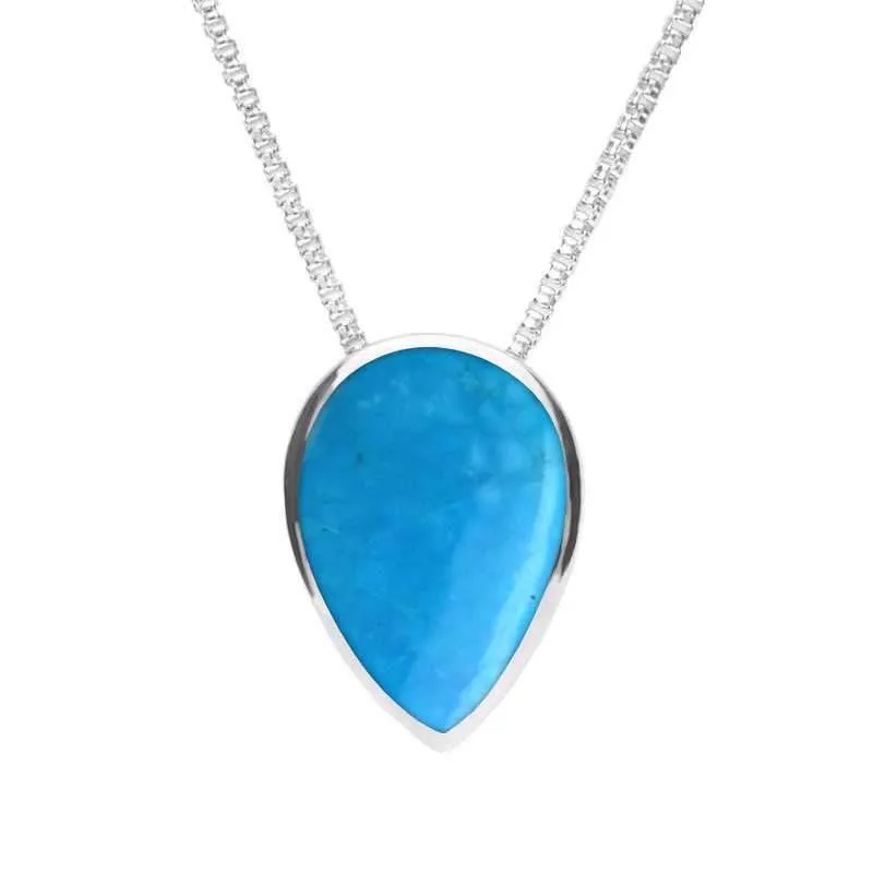 Sterling Silver Turquoise Upside Down Pear Necklace