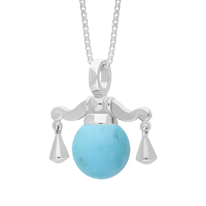 Sterling Silver Turquoise Zodiac Libra 8mm Bead Pendant