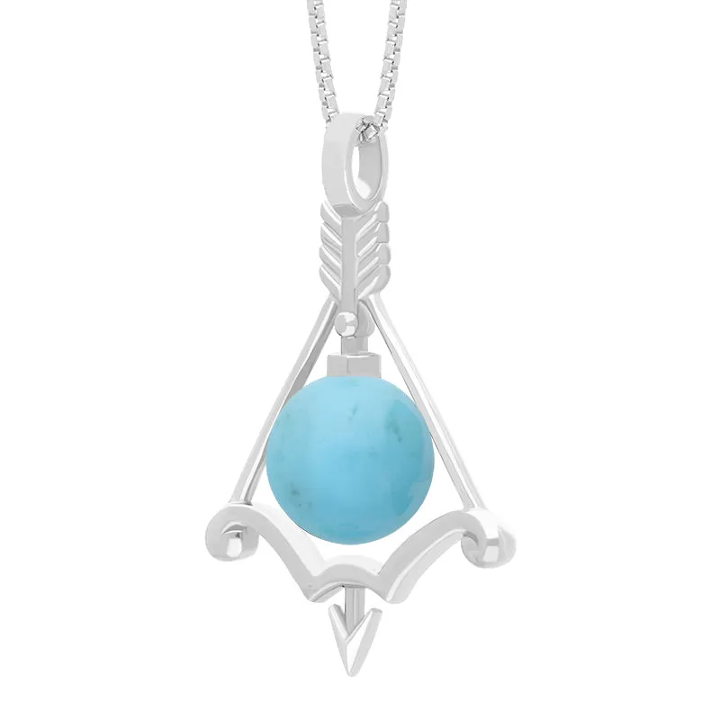 Sterling Silver Turquoise Zodiac Sagittarius 8mm Bead Pendant