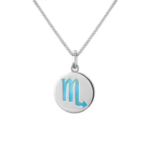 Sterling Silver Turquoise  Zodiac Scorpio Round Necklace