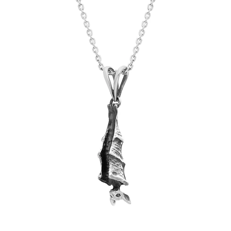 Sterling Silver Upside Down Hanging Bat Pendant