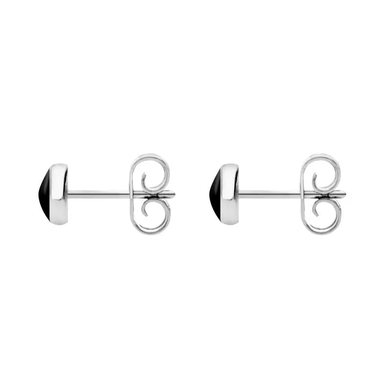 Sterling Silver Whitby Jet 5mm Classic Small Round Stud Earrings