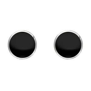 Sterling Silver Whitby Jet 6mm Classic Medium Round Stud Earrings