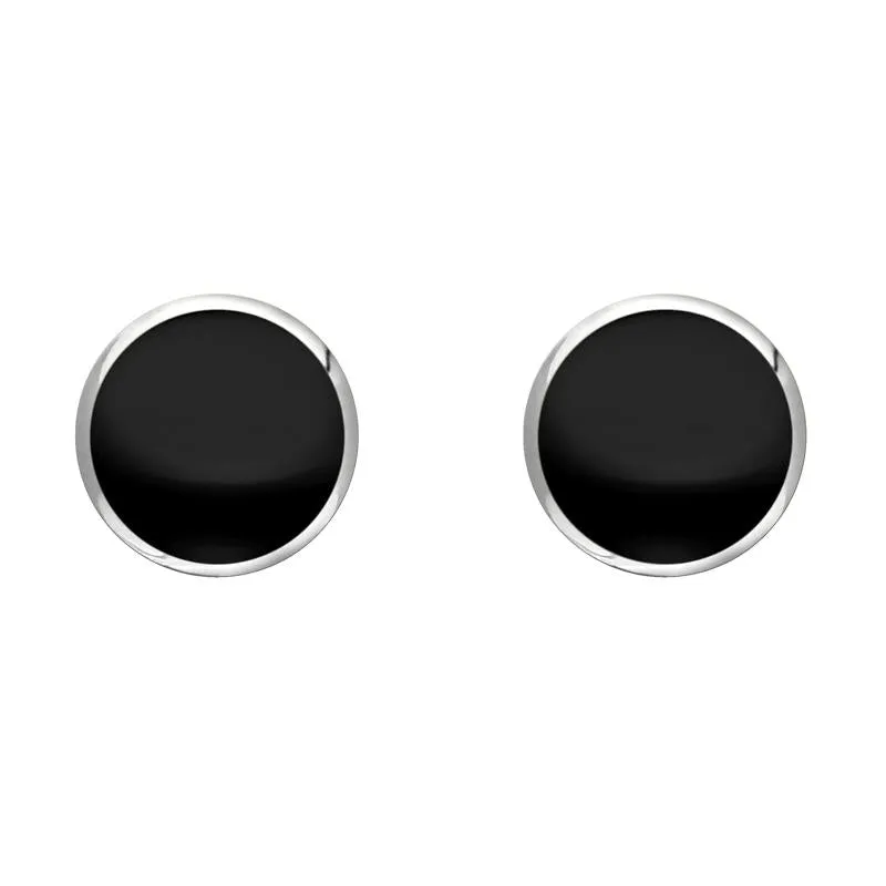 Sterling Silver Whitby Jet 6mm Classic Medium Round Stud Earrings